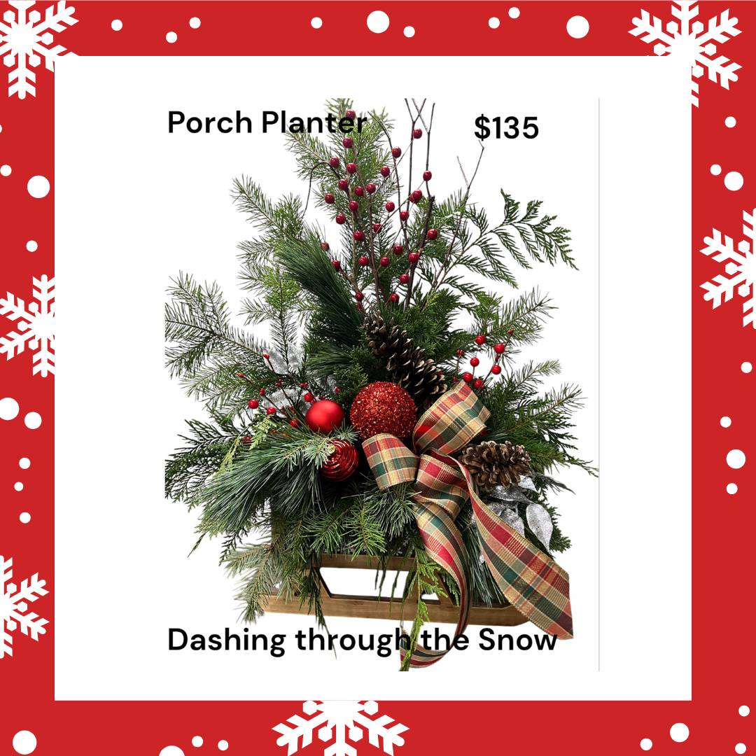 Custom Outdoor Christmas Porch Planter - Winter Decor Olds Alberta