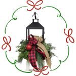 Christmas Festive Lantern with greens and ribbon - Casa de Flores Christmas Workshops